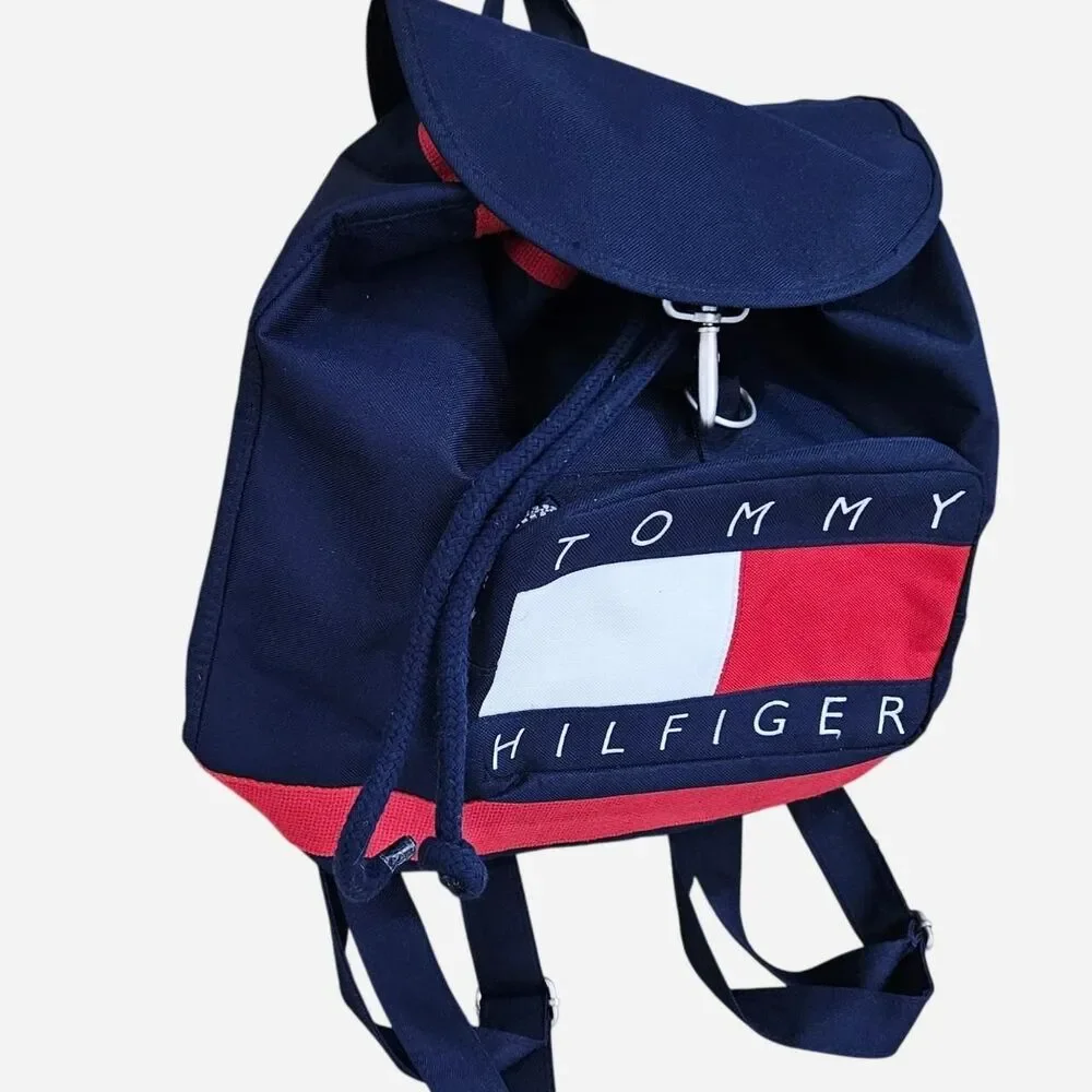 90s y2k Tommy Hilfiger big flag cinch backpack